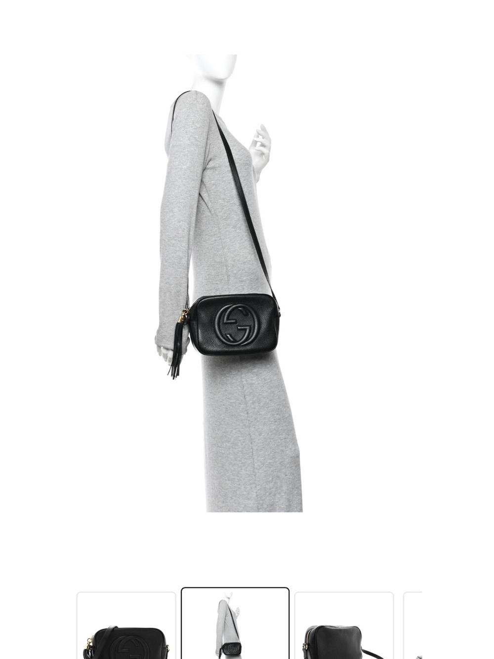 Gucci Black Soho Disco Pebbled Leather Crossbody with Tassel